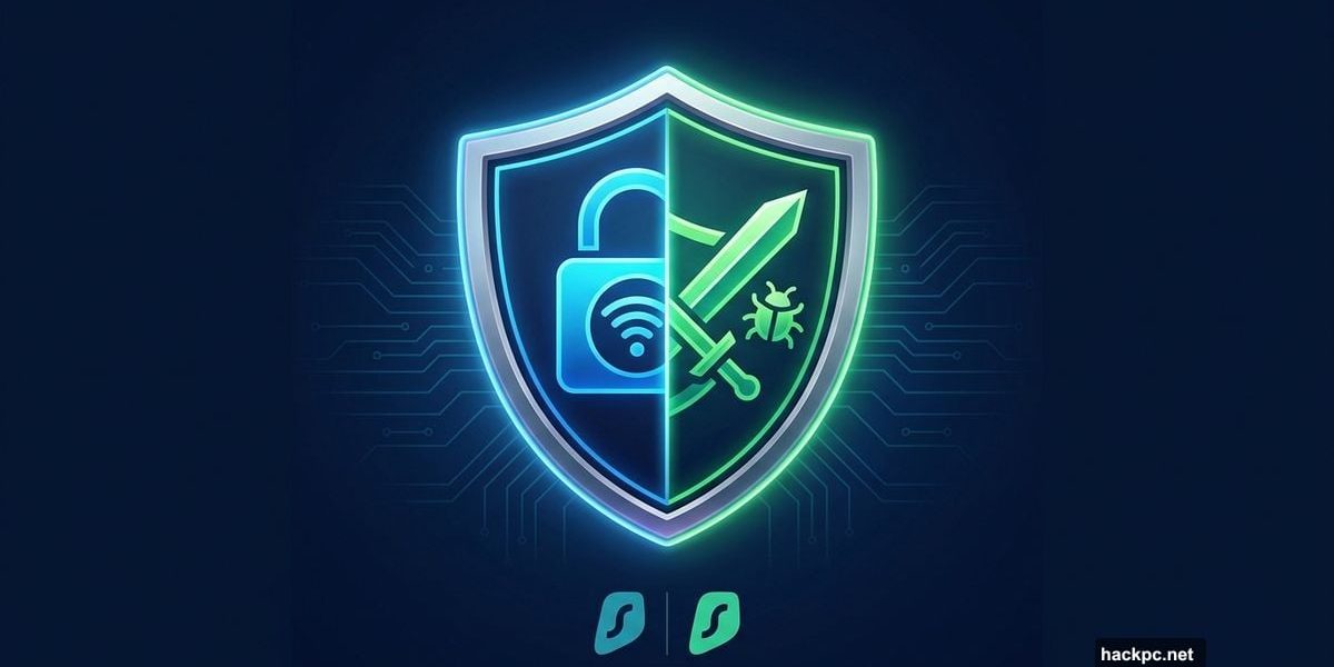Split shield combining VPN privacy and antivirus protection into one bundle