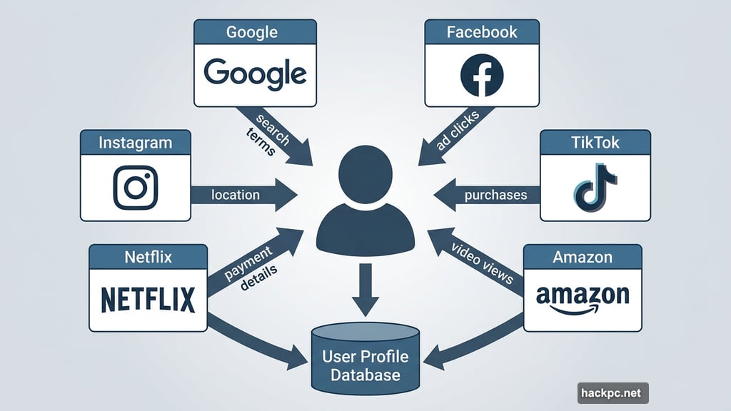 Google Facebook TikTok Amazon Netflix tracking user data into profiles