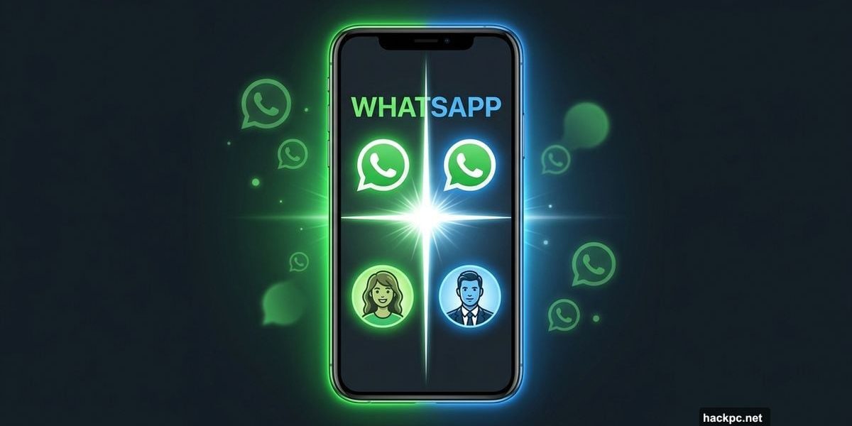 iPhone split into two WhatsApp accounts representing dual account feature