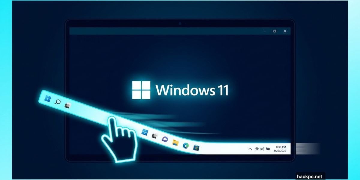 Windows 11 taskbar being dragged to a new screen position