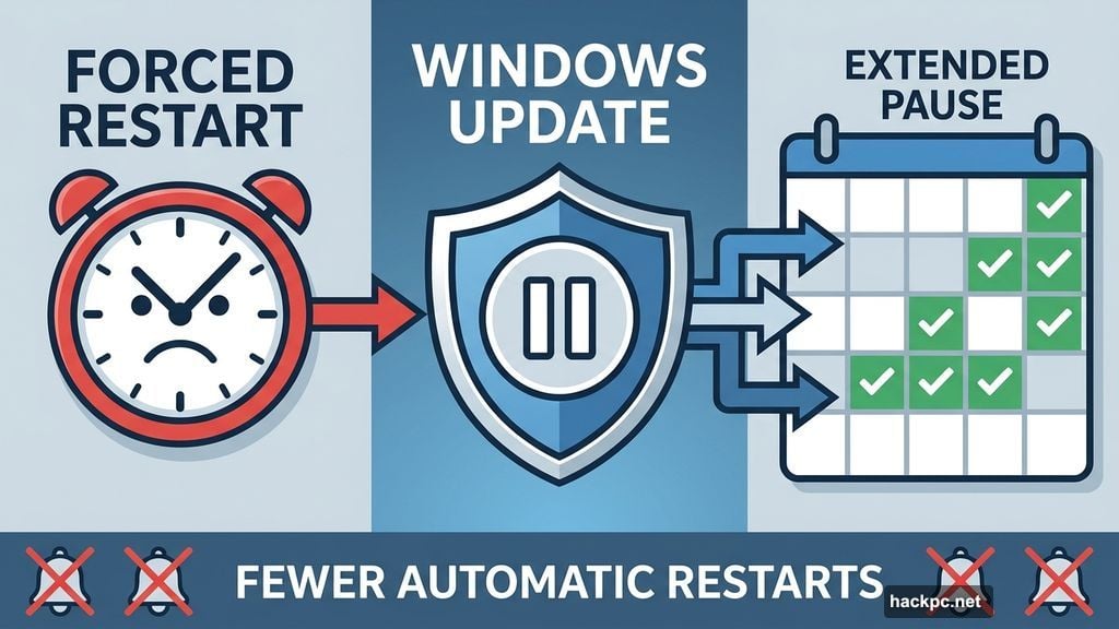 Windows Update finally stops forced restarts with longer pause intervals