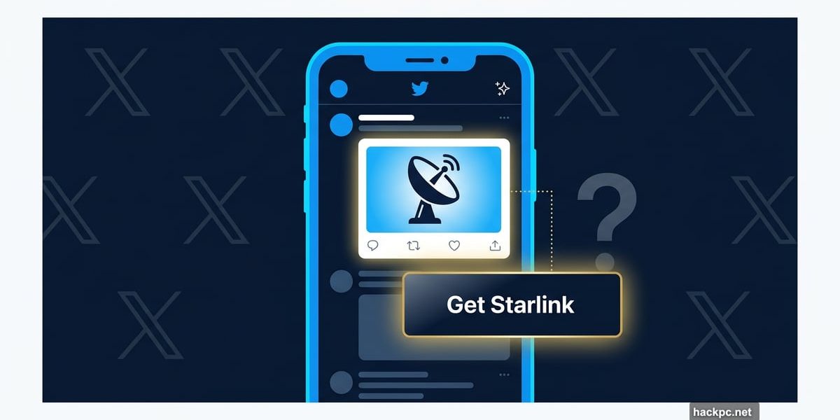 Smartphone showing blurred line between social post and X advertisement