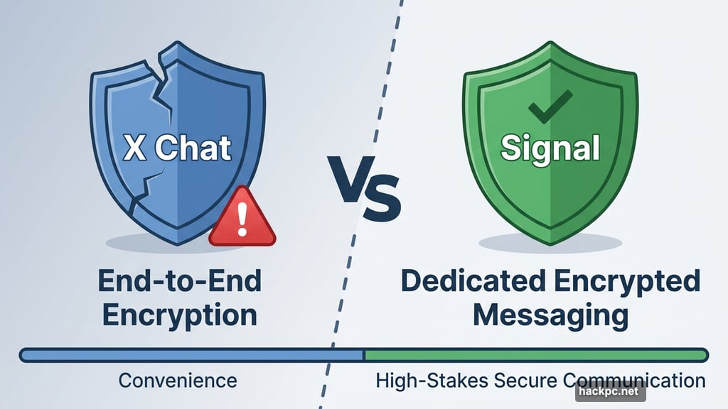 X Chat encryption compared to Signal for secure sensitive communication