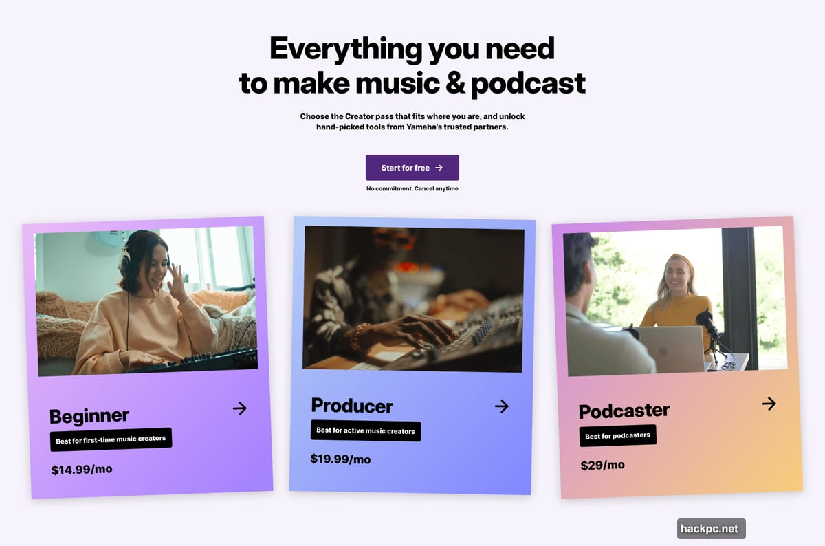 Podcaster Complete plan includes Yamaha AG01 microphone and Riverside Pro