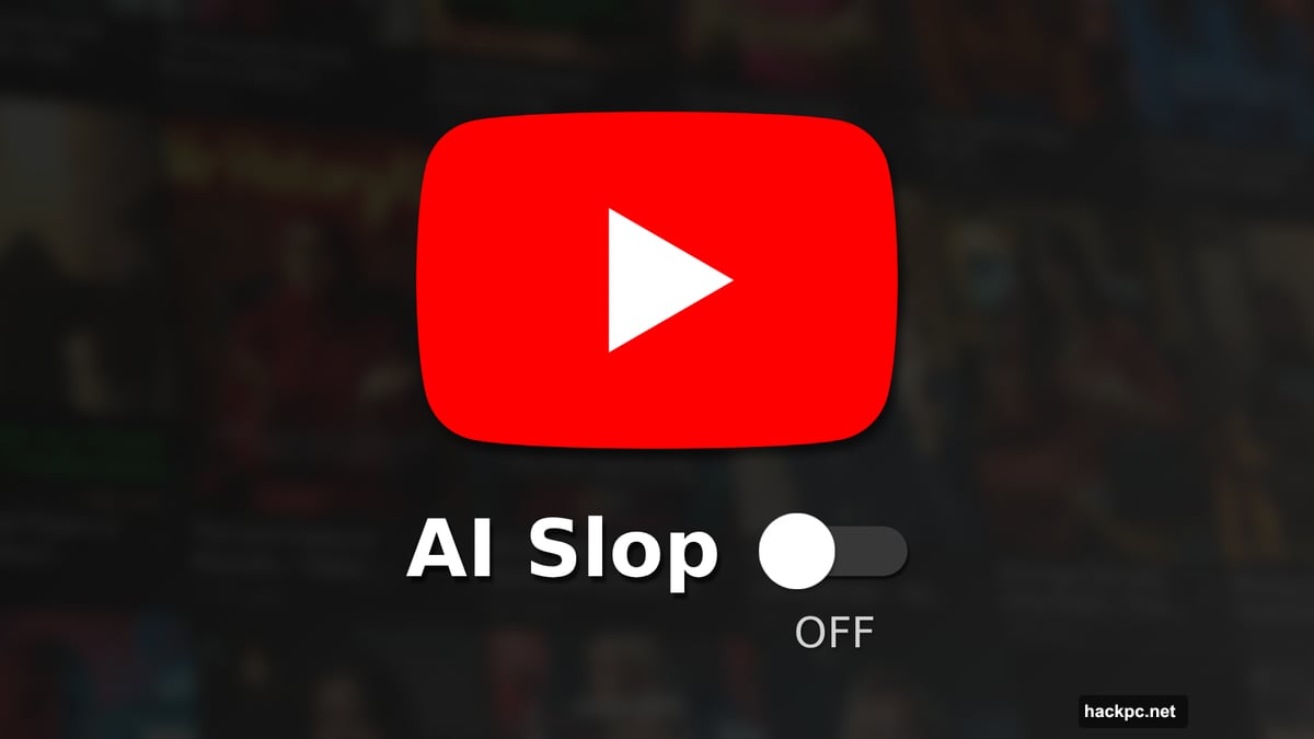 YouTube five-point slop scale rating prompt for AI-generated videos