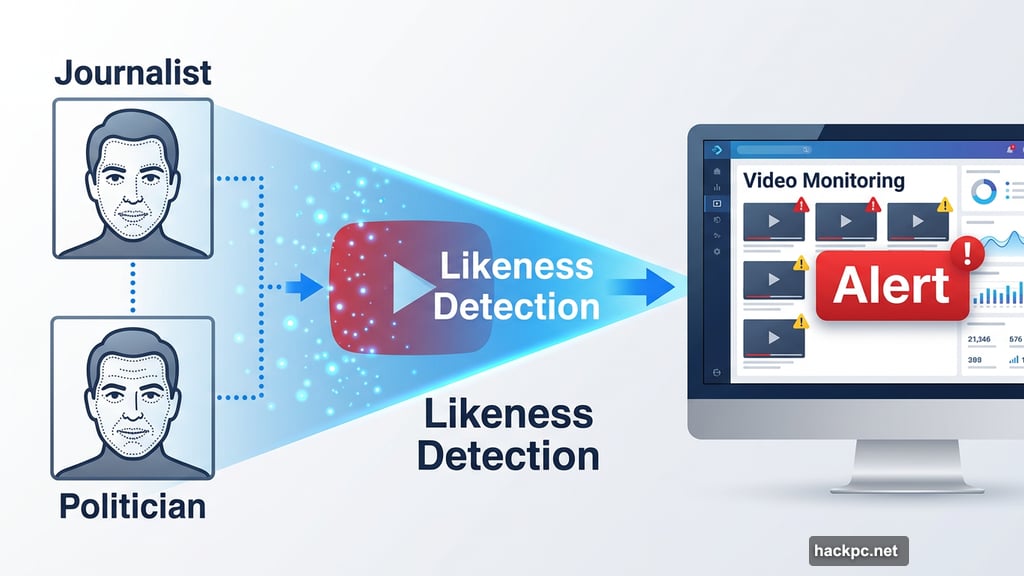 YouTube likeness detection tool scanning journalist and politician faces