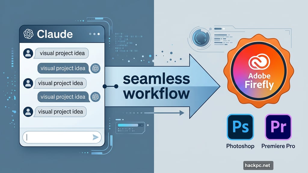 Creators conceptualize a project in Claude and reach into Adobe Firefly