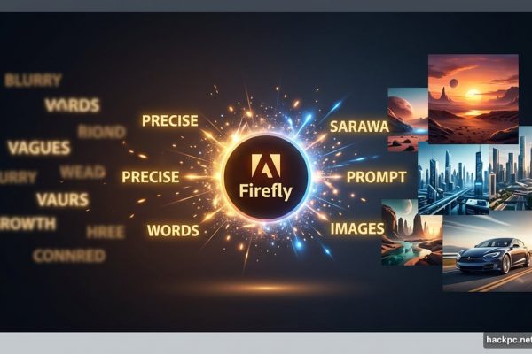 Adobe Firefly logo transforming precise text prompts into perfect AI images