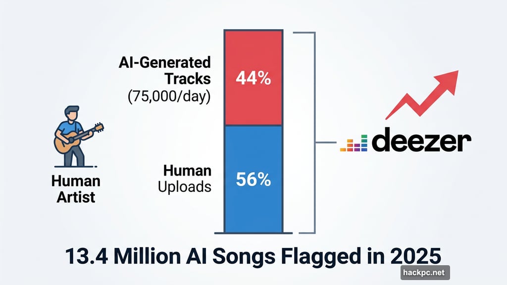 44 percent of Deezer daily uploads are AI-generated songs