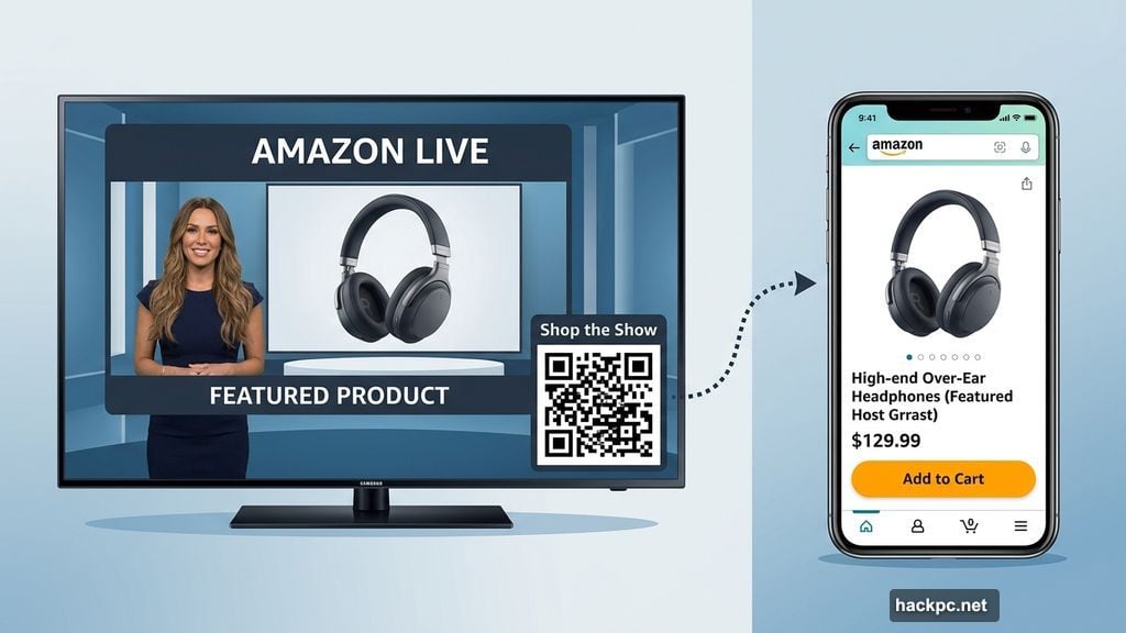 Scan on-screen QR code to browse and buy featured products in Amazon app