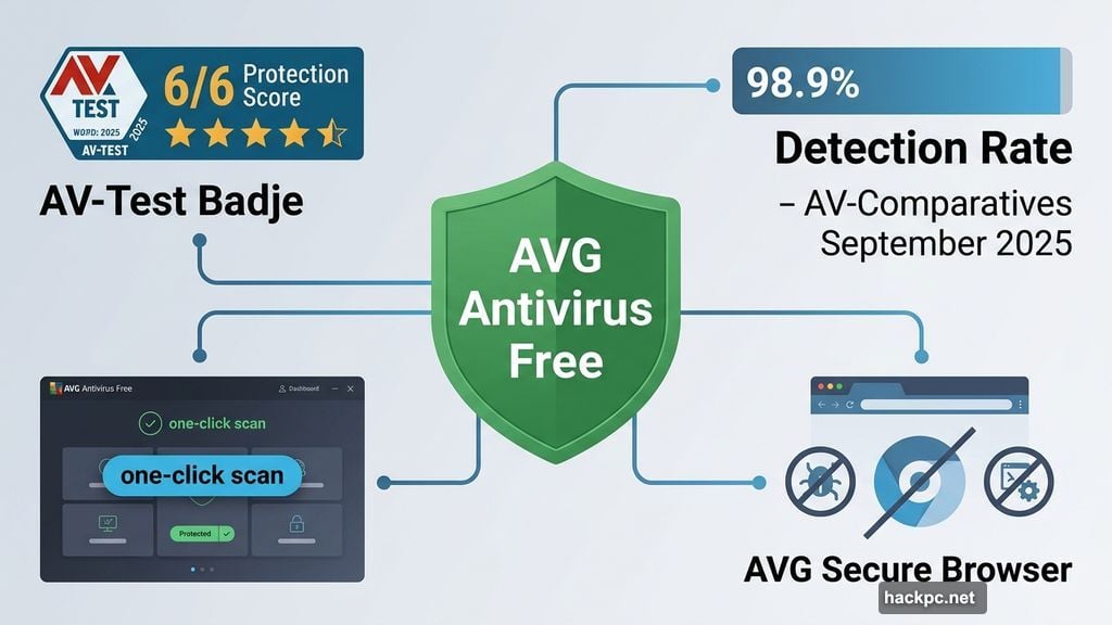 AVG Antivirus Free scores 6 out of 6 protection with Secure Browser