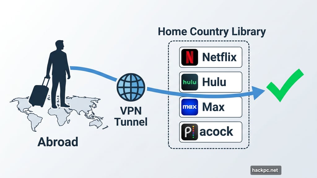 VPN unlocks Netflix Hulu Max Peacock streaming libraries from abroad