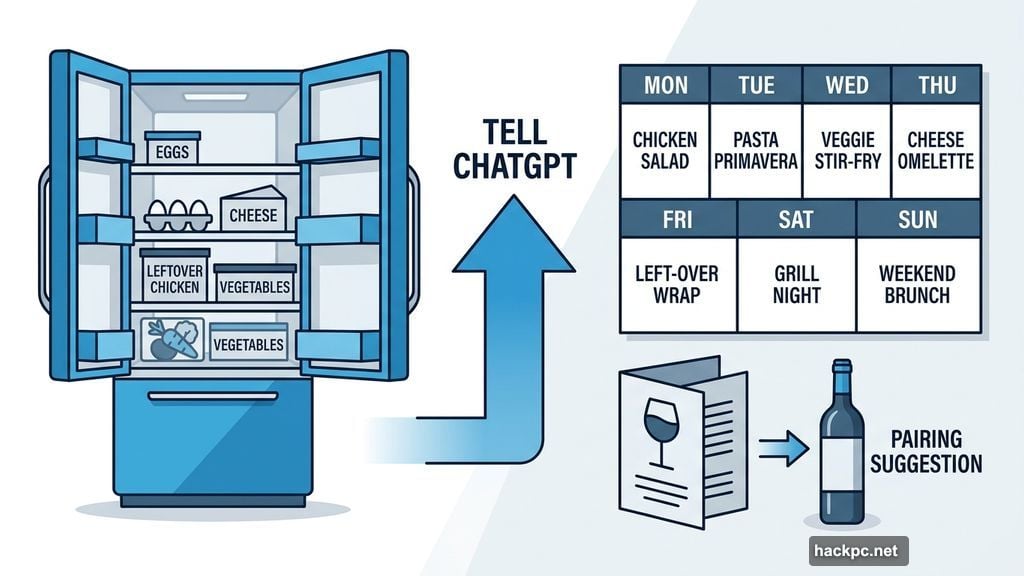 ChatGPT builds dinner menu from fridge ingredients and suggests wine pairings
