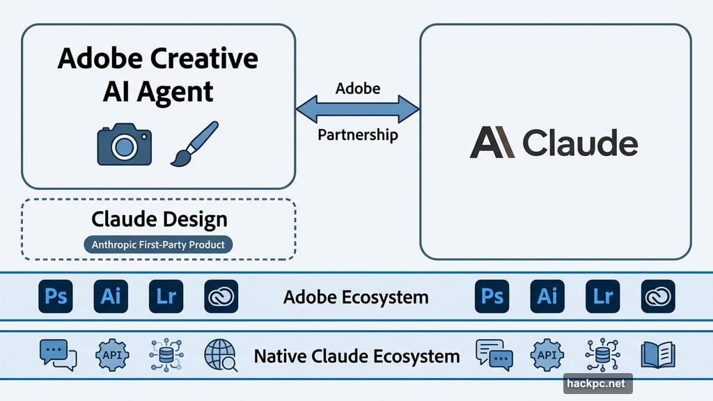 Adobe Claude integration and Claude Design are completely separate products