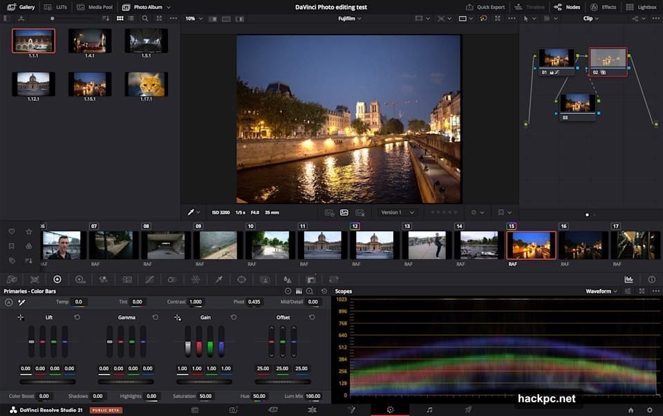 DaVinci Resolve Color page tools including power windows qualifiers and scopes
