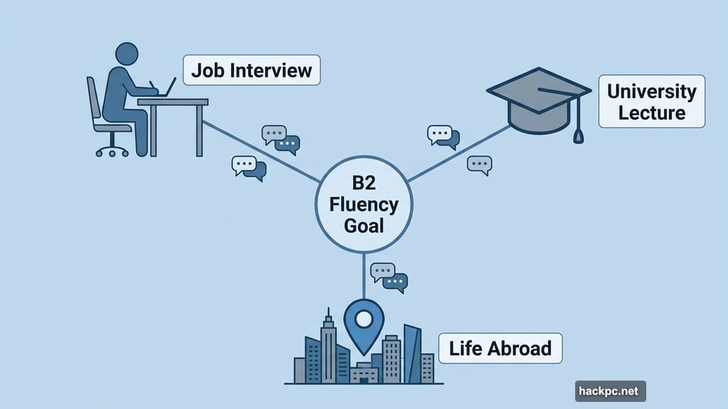 B2 level enables job interviews, university, and navigating life abroad