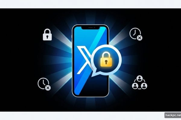 Smartphone with X logo and padlock icon launching XChat messaging app