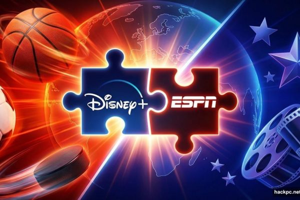 ESPN and Disney Plus logos merging into one global streaming icon