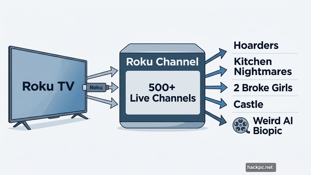 Roku Channel with 500 live channels and Roku original programming
