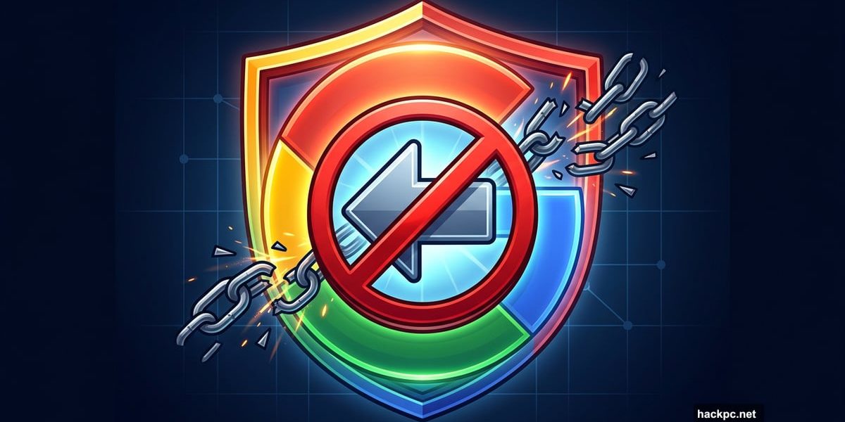 Google shield breaking browser back-button trap with prohibition symbol