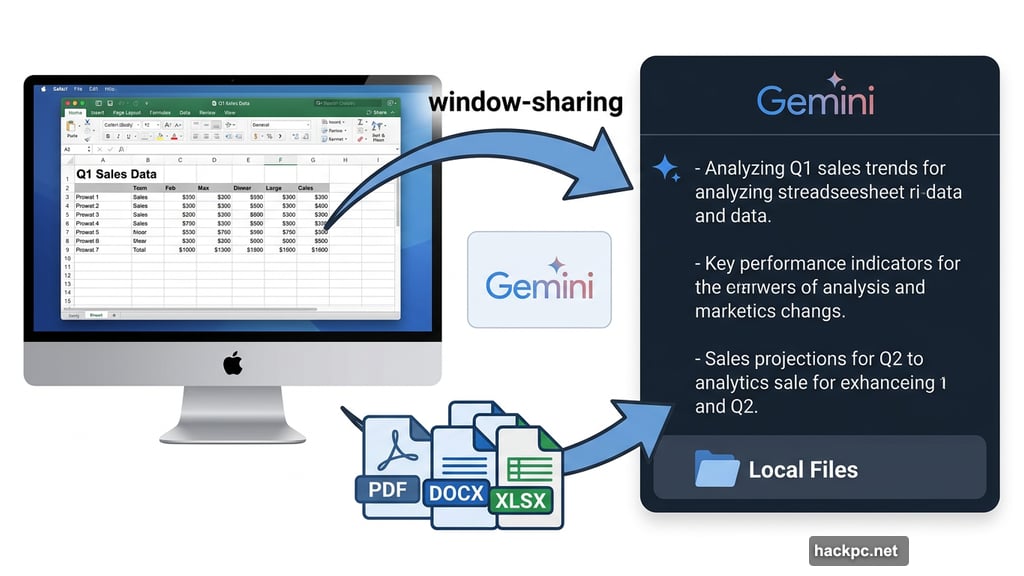Gemini window-sharing feature analyzes documents and local files instantly