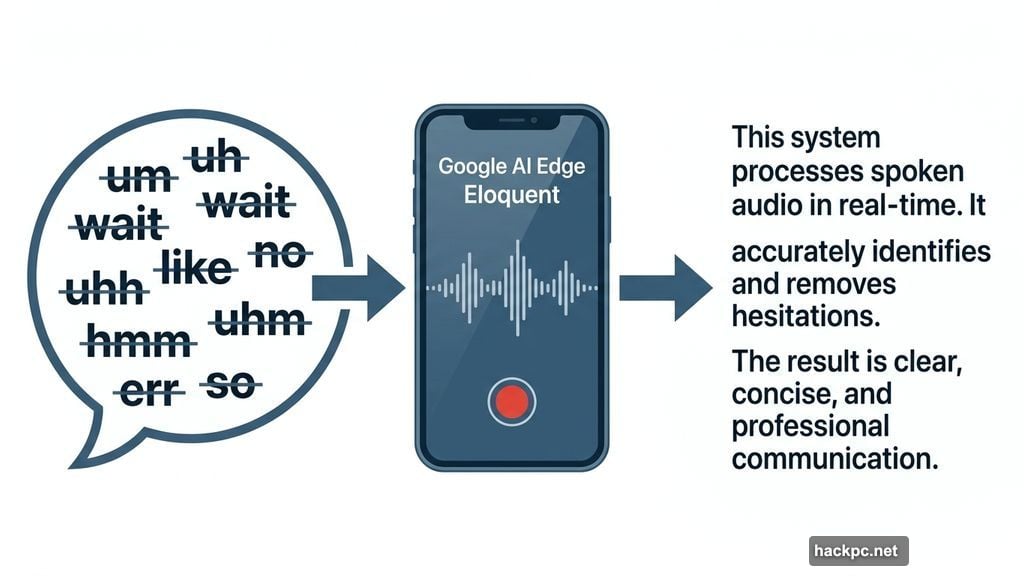 Google AI Edge Eloquent transcribes speech and removes filler words automatically