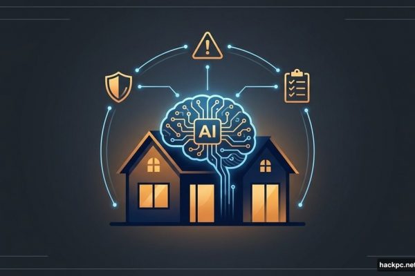 AI brain fused with house silhouette managing home maintenance tasks
