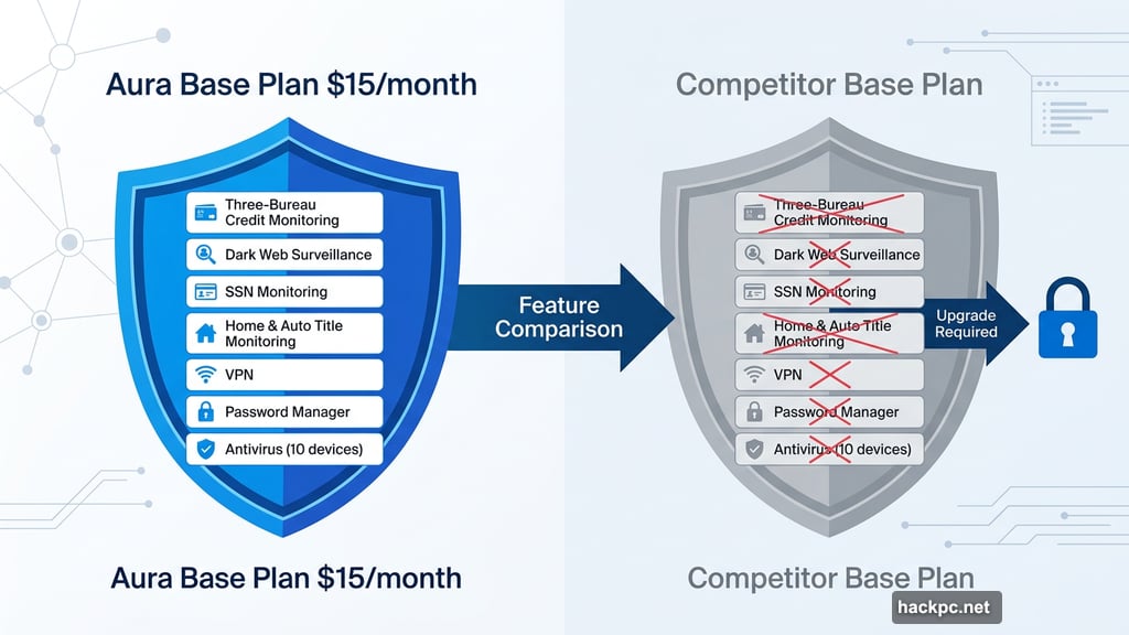 Credit and dark web monitoring security illustration