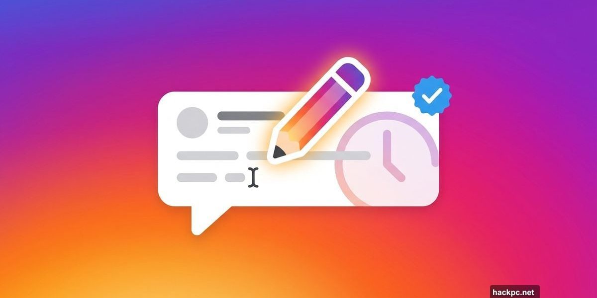 Instagram comment bubble with edit pencil icon and 15-minute clock