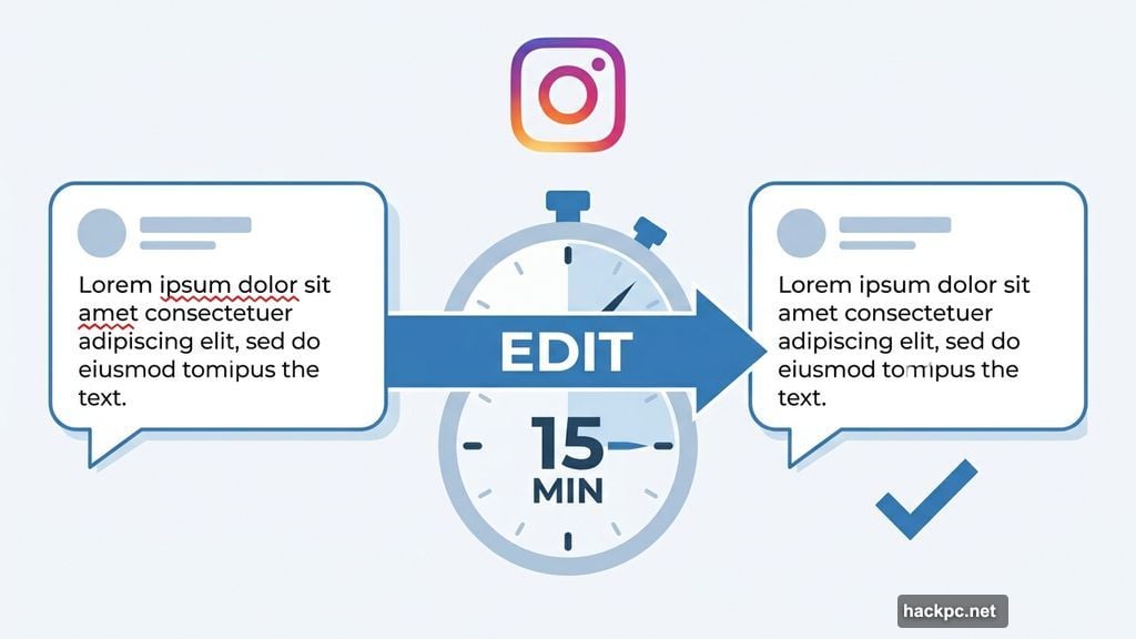 Instagram 15-minute comment editing window fixes typos before lockout