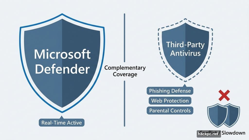 Complementary antivirus layers with Defender as primary real-time engine