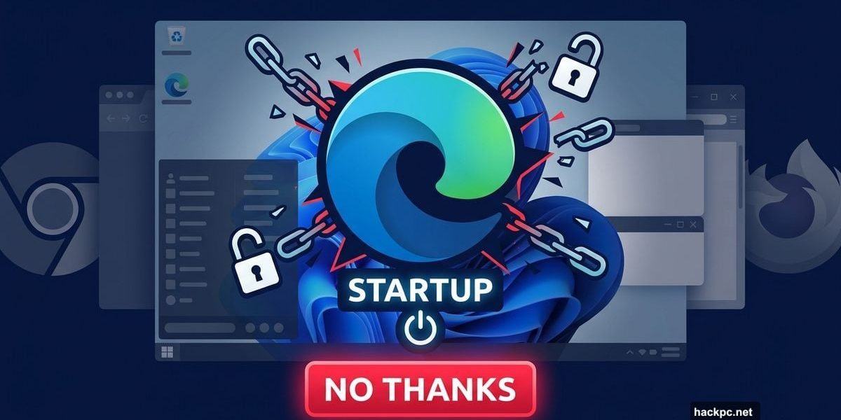 Microsoft Edge logo forcibly launching at Windows 11 startup uninvited