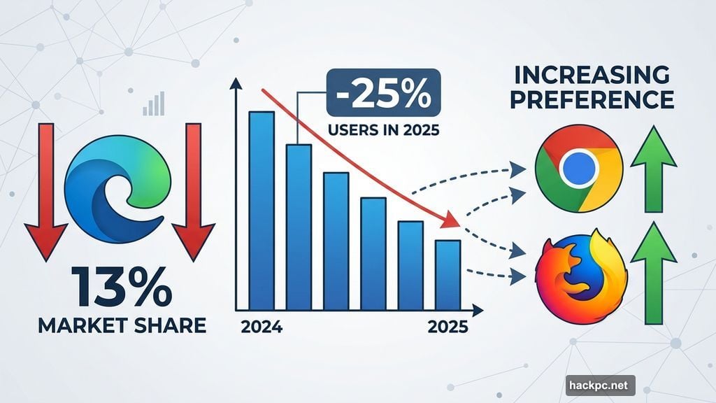 Edge lost quarter of its user base holding 13% market share