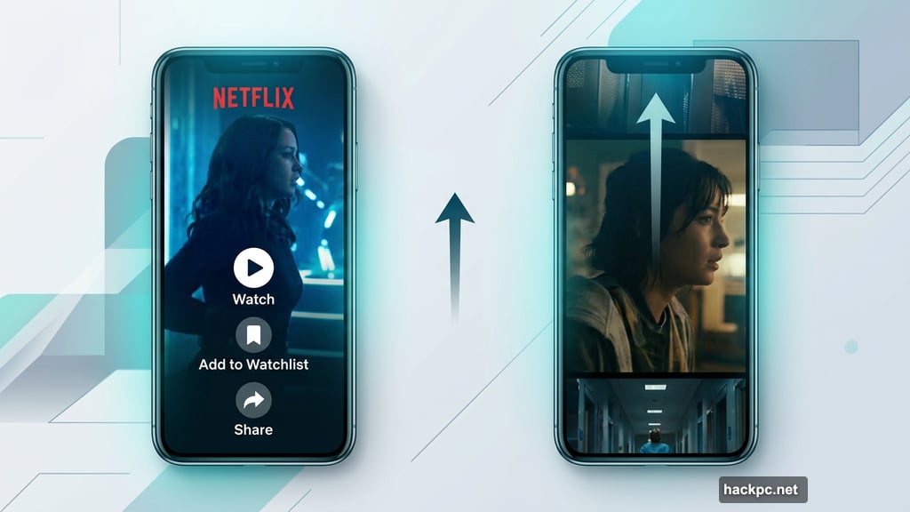 Netflix vertical video discovery feed lets users scroll swipe and share