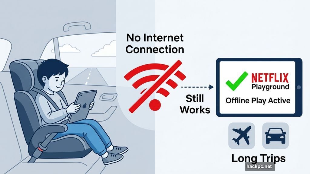 Offline play support keeps kids gaming during long car rides and flights