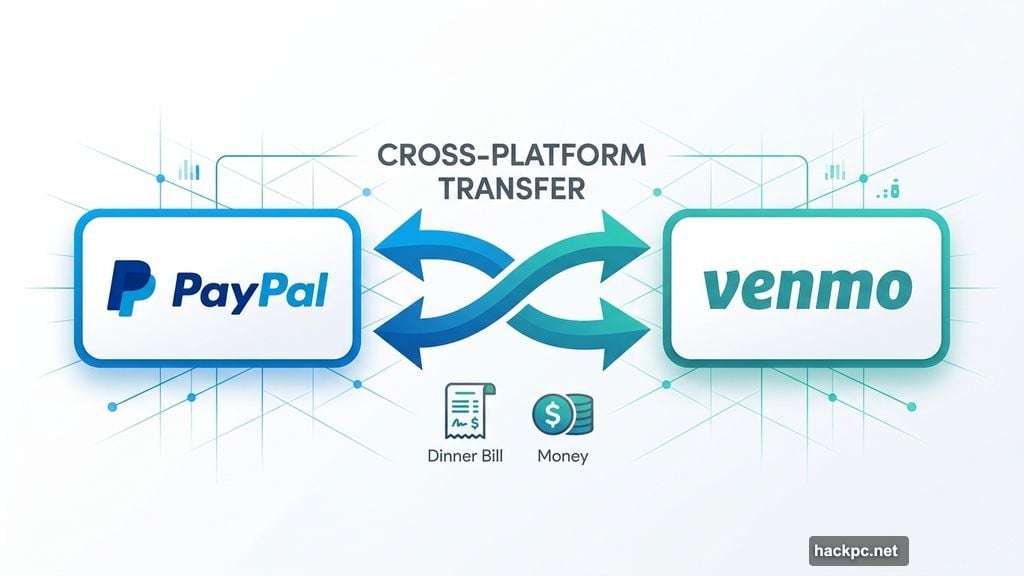 PayPal and Venmo now connected allowing cross-platform money transfers