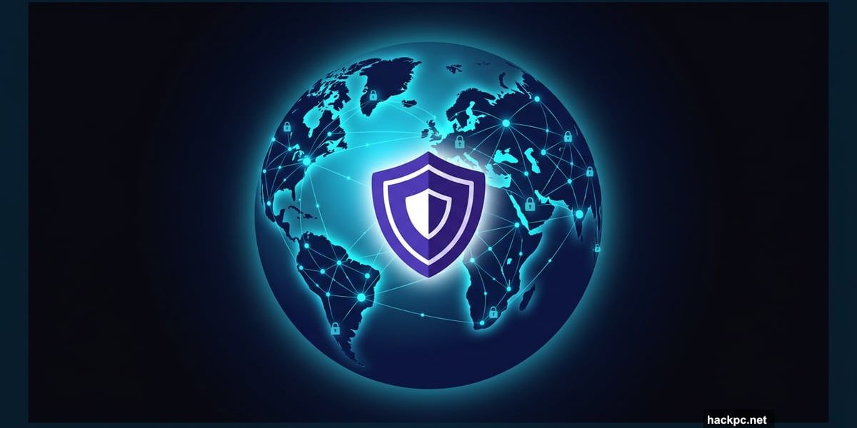 Proton VPN shield over glowing globe covering 145 countries worldwide