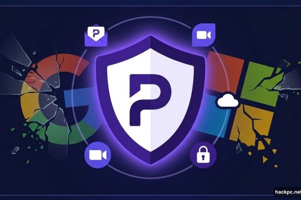 Proton shield replacing crumbling Google and Microsoft workspace logos