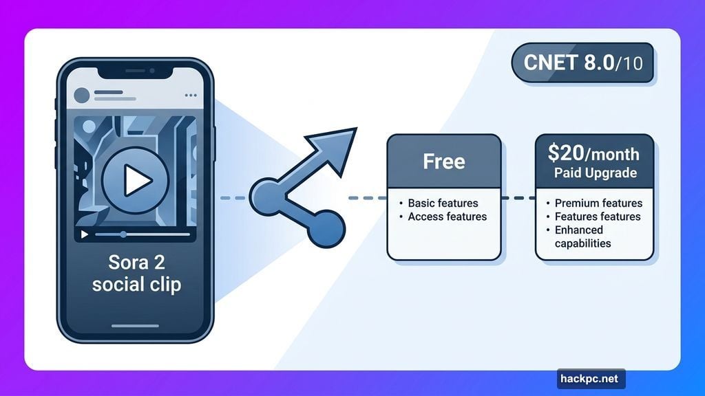 Sora 2 free AI video generator scores 8.0 with paid upgrades
