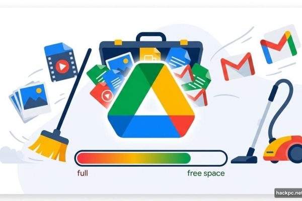 Overflowing Google Drive icon with files being cleared for free space