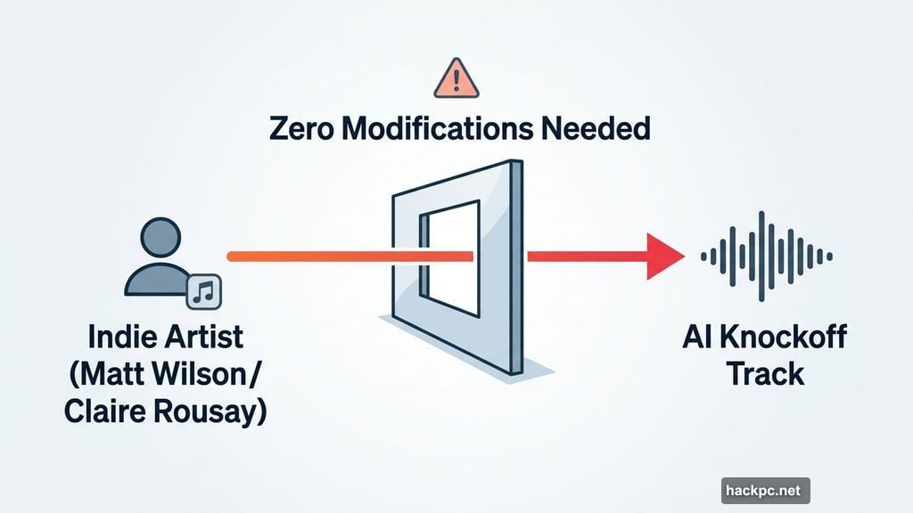 Lesser-known indie artist tracks pass Suno copyright filter without modifications