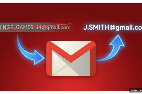 Gmail envelope icon showing username transformation from embarrassing to professional