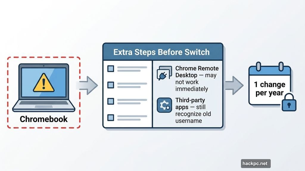 Chromebook users face extra steps before Gmail username change