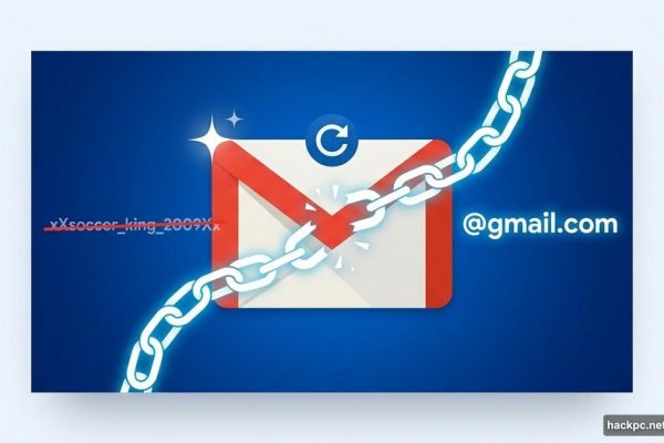 Gmail logo with old embarrassing username being replaced by new address