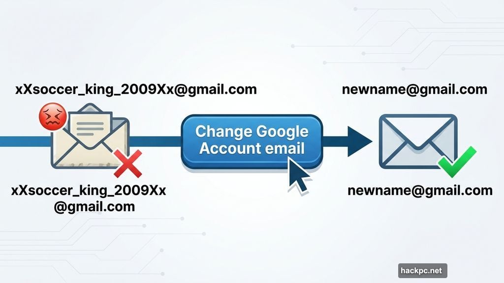 Google finally lets users change embarrassing Gmail username once yearly
