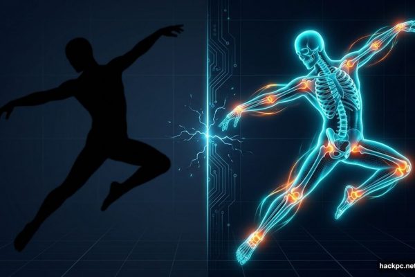 2D video silhouette transforming into glowing 3D animated skeleton character