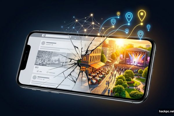 Cracked smartphone screen releasing vibrant real-world experiences through AI