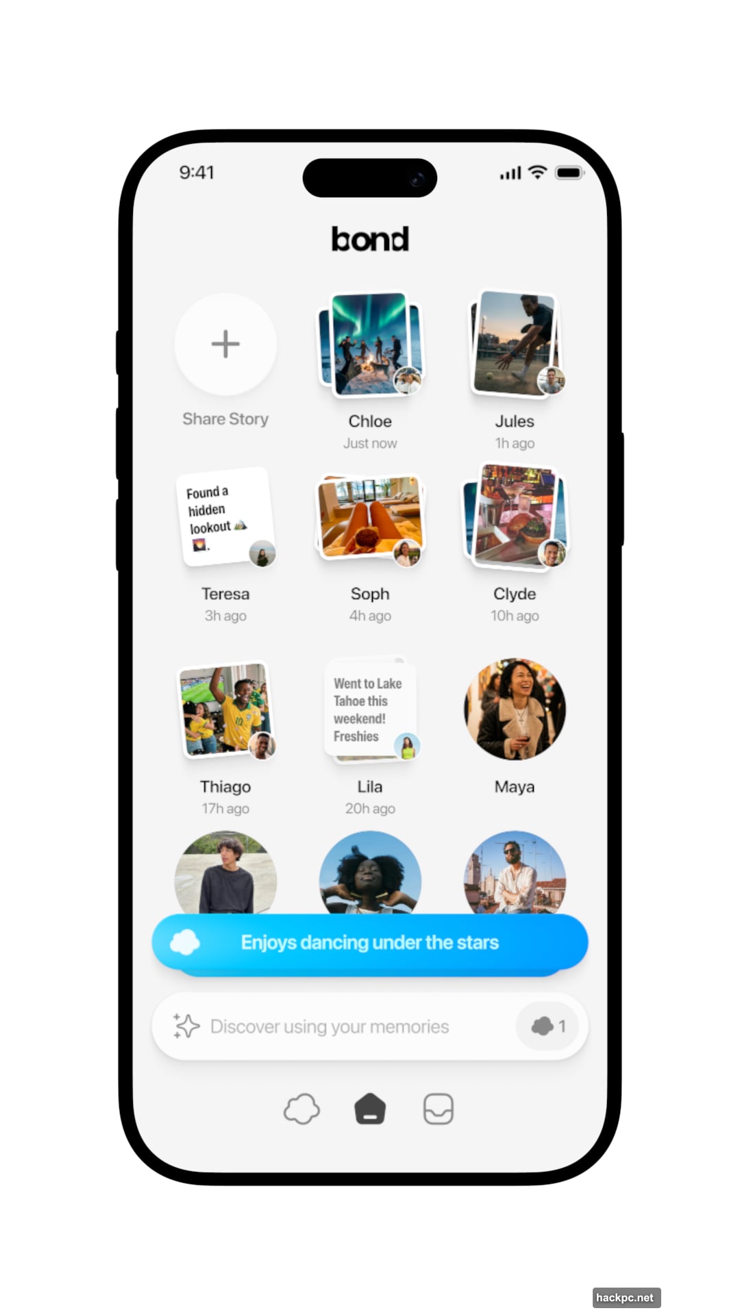 Bond platform replaces endless scrolling feed with cluster profile layout