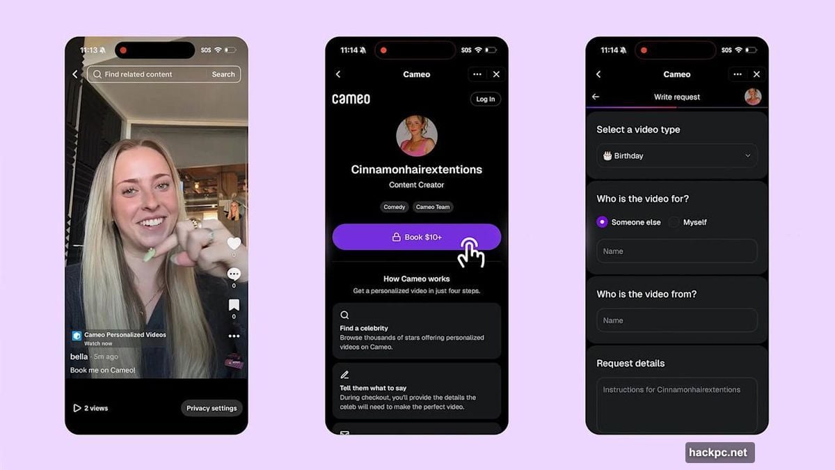 Fans request personalized Cameo videos without ever leaving TikTok