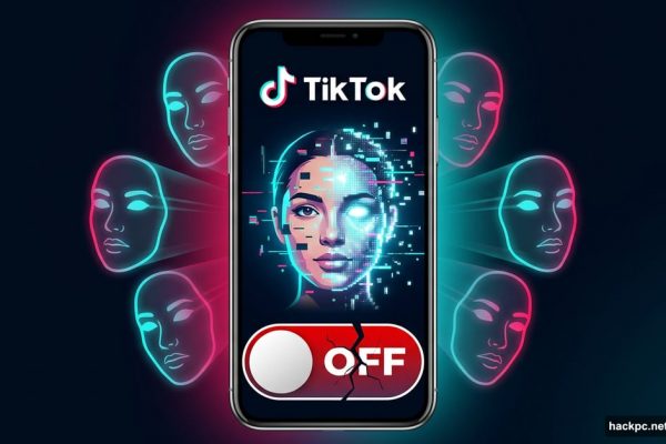 TikTok phone screen showing AI face remix tool being switched off